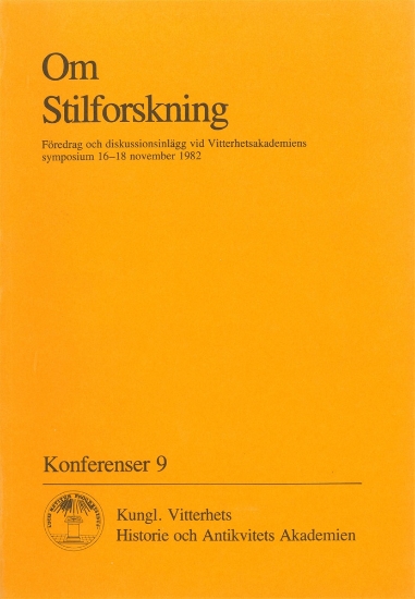 Bild på Om Stilforskning : Föredrag och diskussionsinlägg vid Vitterhetsakademiens symposium 16-18 november 1982